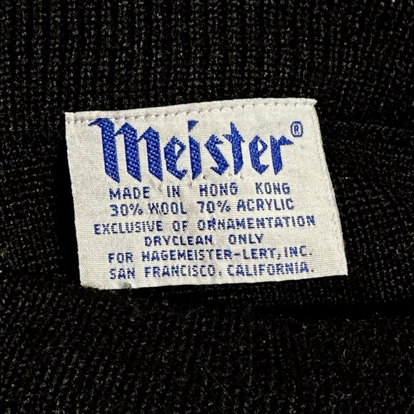 Vintage Meister Black Gold Knit Sweater Sz S Quiet Luxury Retro Ski Lodge Wool - Picture 4 of 4